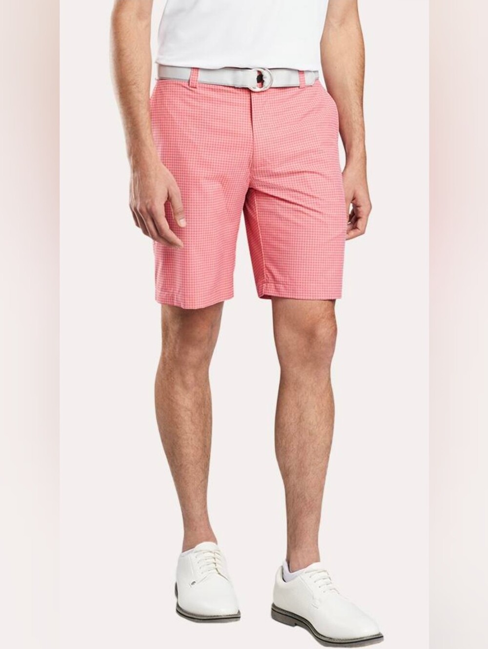 PETER MILLAR Shackleford Hybrid Gingham Short Coral 9" Size 36